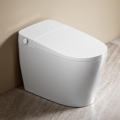 RekeSmt Smart Toilet with Built-in Tank and Pump - Bidet Toilet Combo with Side Knob Control, Heated Seat, Instant Warm Water Wash, Warm Air Dryer, 1.06 GPF One-Piece Toilet for Low Water Pressure - Image 1