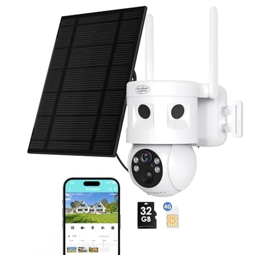 4G LTE Cellular Security Camera 180°Automatic Intrusion Detection and 360°Panoramic View Home and Outdoor Security Camera with Solar Panel, 2K Video Illumination at Night-4G-New - Image 1