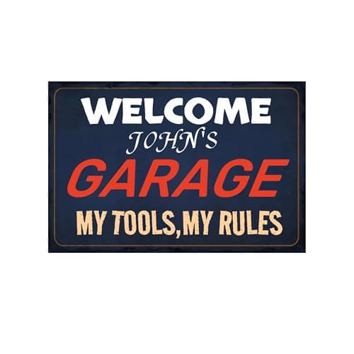 Custom vintage metal tin plaque with customizable lettering, patterns, and logos - 12x8 inches, suitable for walls, outdoor, indoor, offices, home bathrooms, bars, and men's exclusive spaces. - Image 1
