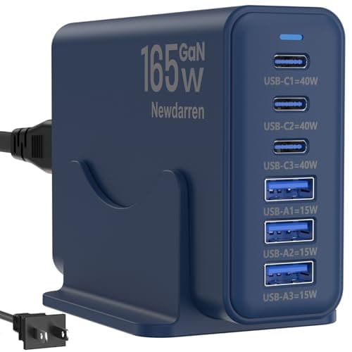 iPhone 17 Charger USB C Fast Charger Block, 3 Type C Port Each 40W Charger for iPhone 17 16 15 Pro Max Plus, Galaxy, iPad, Tablet, Total 165W GaN 6 Port Wall Charging Station Hub Adapter Deepblue - Image 1
