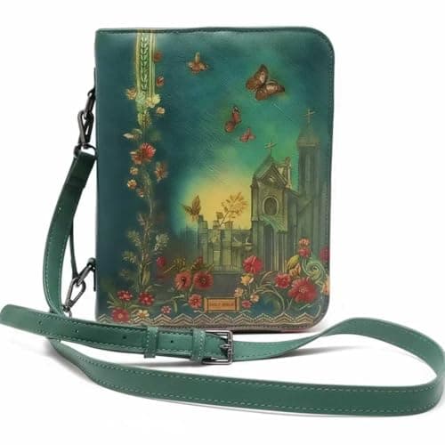 Tswonks Bible Cover Case for Women, PU Leather Bible Covers for Women, Large Bible Carrying Case for Woman w/Shoulder Strap, Bible Cases for Girls Gift for Christian Woman Lady Girls Green - Image 1