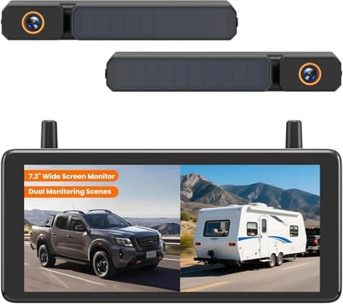 AUTO-VOX Solar Wireless Backup 2 Cameras: 2-Min DIY Install, Dual Channel Stable Signal DVR Monitor, 7.2" 1080P Super Night Vision, IP69K Waterproof Back Up Camera for Cars, Truck, Trailer, SUV, Van - Image 1