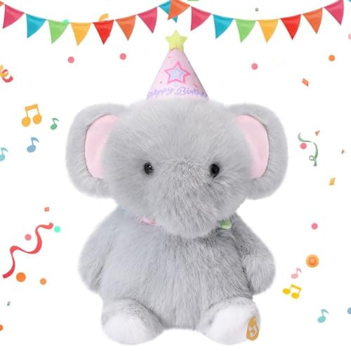 LLUKEME Birthday Elephant Plush Baby Toys, Clap Activated with Voice Recording, Singing Dancing Interactive Stuffed Animal, Easter Gift for Toddlers, Birthday Party Decor - Image 1