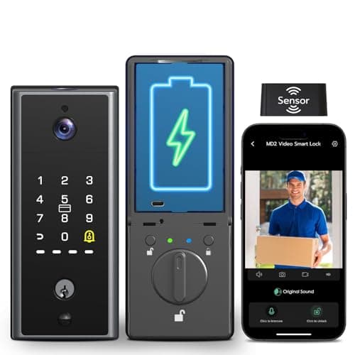 Smart Door Lock with Camera Built-in WiFi eLinkSmart Keyless Entry, Fingerprint Deadbolt with APP Remote Control, Temporary Codes, RFID/NFC, 37wh Battery, Auto Lock Magnetic Sensor, No Drilling - Image 1