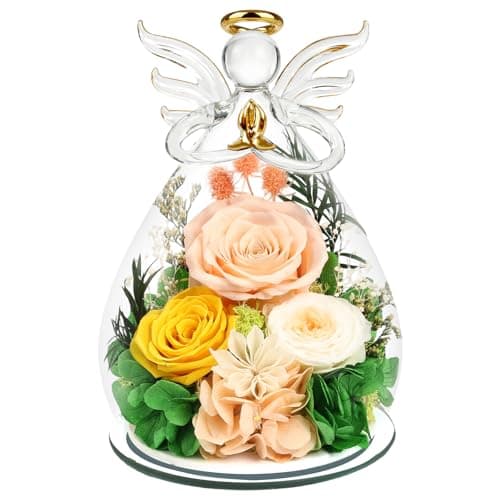 Puppiluv Gifts for Women Preserved Rose Forever Flower Eternal Roses in Glass Angel Figurines Fresh Flowers for Delivery Christmas Birthday Gift for Mom Her Wife Grandma on Valentines Day Anniversary - Image 1