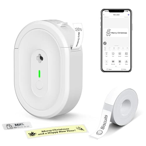 NDYIN Mini Label Maker Machine with Tape, N12 Portable Bluetooth Label Printer, Thermal Sticker Labeler for Small Business, School, Home, Office(White)