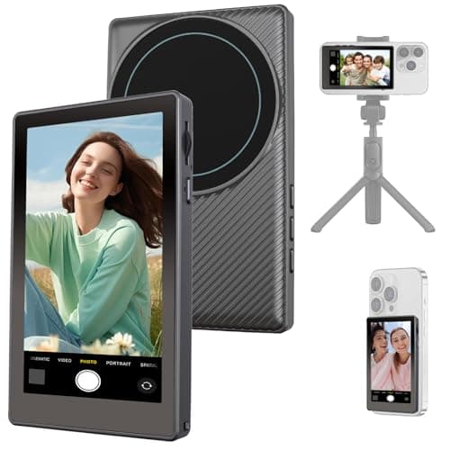 Wireless Vlog Selfie Monitor Screen: 4K 30fps Rear Camera Recording for Vlogging with iPhone Android, Built-in Speaker & Remote Zoom Selfies Magnetic Phone Monitor for TikTok YouTube Live Stream - Image 1