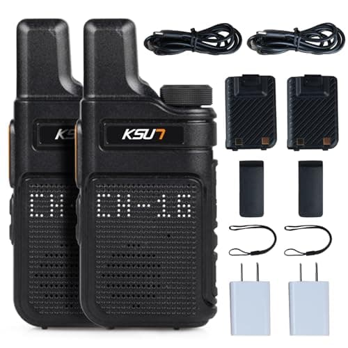 Walkie Talkies Long Range FRS Two Way Radio for Adults VOX Hand Free Handheld Transceiver with Earpieces Mic 4000mAh Rechargeable Battery Compact 2 Way Radio, 2-Pack
