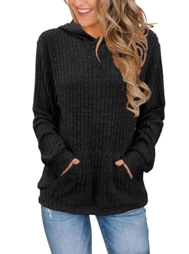 Balivsa Womens Tops Dressy Casual Fall Going Out Lightweight Sweaters Loose Fit Sweatshirts Ladies Winter Hoodies Black Small - Image 1