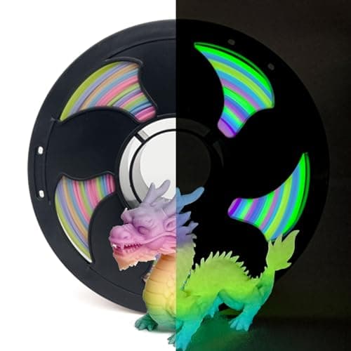 Glow Gradient in the Dark 1.75mm Rainbow Candy PLA Filament, Luminous Rainbow Vibrant Bright 3D Printer Filament, 1kg (2.2lbs) Spool 3D Printing PLA Filament Rod - Image 1