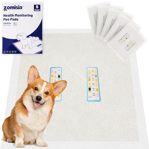 ZOMISIA Health Monitoring Puppy Pee Pad with Color Indicators, 22"x22" 5 Counts - 6-Parameter Urine Test, Disposable Dog Potty Training Pads , Odor-Control, Super Absorbent & Leak-Proof - Image 1