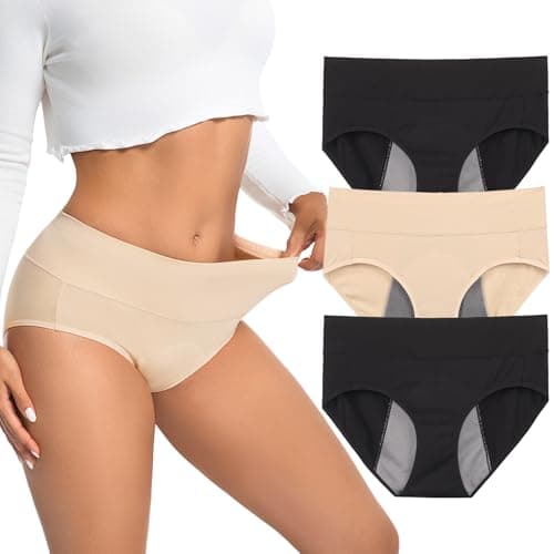 Loswie Incontinence Underwear for Women, Quick Dry Postpartum Leakproof Cotton Underwear Stretch Hi-Waist Panties - Image 1