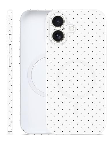 Aitipy Magnetic Polka Dot Phone Case for iPhone 16 Plus, Compatible with MagSafe, Cute Polka Dots Fashion Aesthetic Soft TPU Slim Shockproof Protective Phone Cover for Women Girls-White - Image 1
