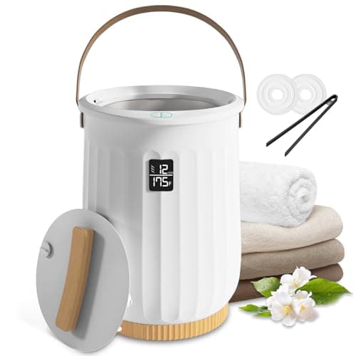 Towel Warmer for Bathroom, Portable Towel Warmer with Towel Clip, LED Display, Auto Shut-Off, Safety Lock, Towel Warmer Bucket Fits Two Oversized Towels, Bathrobes, Blankets, Pjs - White - Image 1