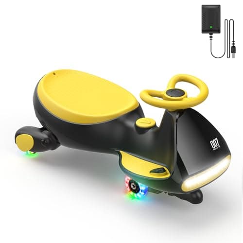 FanttikRide N7 Classic Electric Wiggle Car with Pedal, Rechargeable Battery, Ride on Toys, Swing Car, 2 Speeds, Anti-Rollover, Flashing Light Wheels, Bluetooth, for Ages 3 and Up, 150 Lbs, Yellow - Image 1