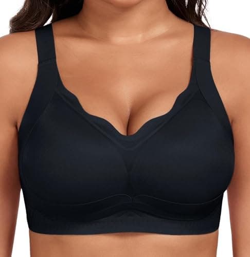 SHIJIALI Womens Wireless Bra Supportive Seamless Bras Full Coverage Push Up Comfortable No Underwire Tshirt Bras Black - Image 1