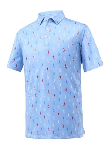 Bnosio Mens Golf Shirt Moisture Wicking Dry Fit Performance Sport Short Sleeve Golf Polo Sky Blue M - Image 1
