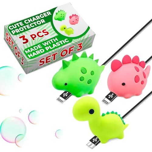 Phone Charger Protector Animal for Cord – Set of 3 USB Cable Protector Animals in Fun Dinosaur Shapes – Durable Plastic Cable Accessories, Long Lasting Protection, Prevents Fraying, Bending & Damage - Image 1