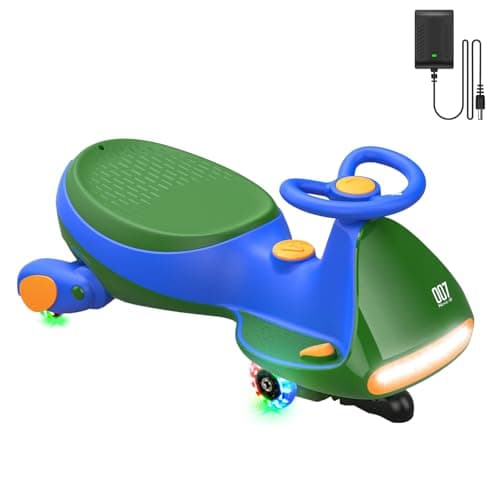 FanttikRide N7 Pro Electric Wiggle Car with Pedal, Rechargeable Battery, CyberWiggle, 2 in 1 Swing Car, 2 Speeds Max 4 Mph, Anti-Rollover, Flashing Wheels, Bluetooth, for Ages 3 and Up, 150 Lbs, Green - Image 1