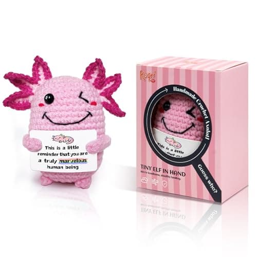 Roqei Crochet Axolotl Mini Handmade Gift - Emotional Inspirational Motivational Present with Uplifting Message, Birthday Thanksgiving Christmas Stocking Stuffer for Women Men - Image 1