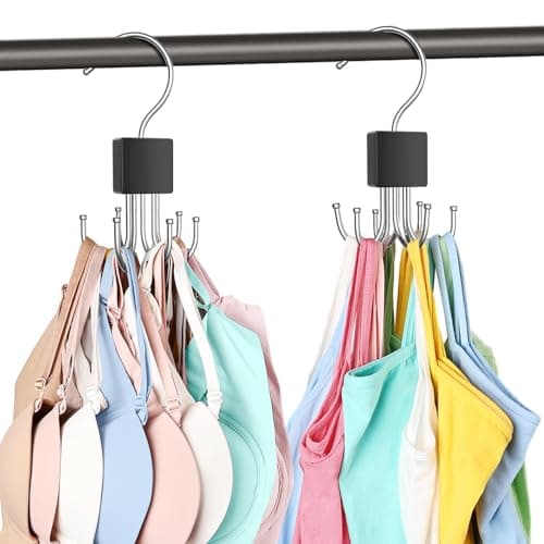 2 Pack Tank Top Hanger, Bra Hangers for Closet Organizer Max 36 Storage Capacity, Space Saving 360°Rotatable Metal Bra Organizer, Closet Organizers and Storage for Tank Top, Bras, Scarf, Purse etc. - Image 1
