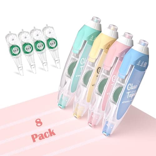 CHANGLi 8pack Refillable Glue Tape for Scrapbook, 16FT*1/5 Inch Double Sided Tape for Crafts, Scrapbooking Supplies, Reusable Adhesive Glue Runner for Gift Wrapping, Photo - Image 1