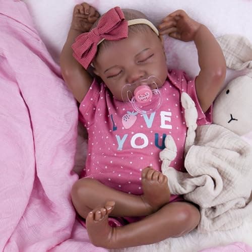 Milidool Reborn Baby Dolls Black Girl - 18-inch Realistic Baby Dolls, Lifelike Soft Vinyl Black American Doll, Nice Gift for Kids, Pre-Parents, Grand-Parents, Doll Collectors
