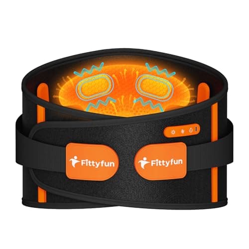 Fittyfun Cordless Heating Pad for Back Pain Relief - Portable Heated Belt with Vibration, Battery Operated Electric Back Massager for Lower Back, FSA Eligible HSA Approved Birthday Gifts for Men Women