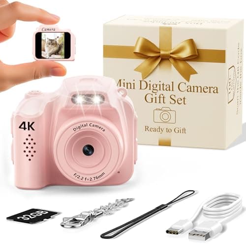 FLATIC Mini Keychain Camera –4K Mini Camera with 32GB Card & Elegant Gift Box, Mini Retro Camera for Kids & Adults, Collectible Vintage Camera Gift for Travel Camp Snap - Image 1