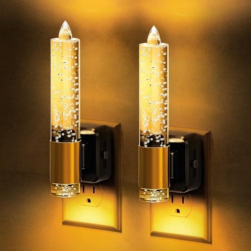 L LOHAS LED Night Light, Amber Candle Night Lights Plug into Wall,2 Pack 0-100 LM Dimmable Nightlight, Plug in Bubble Night Light with Dusk to Dawn Sensor, for Bathroom Hallway - Image 1