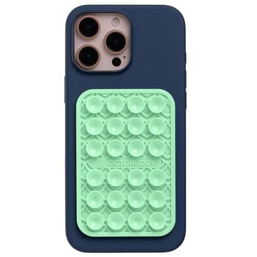 OCTOBUDDY Textures Mermaid Dragon - Silicone Suction Phone Case Adhesive Mount - Hands-Free Grip with 24 Suction Cups for Videos & Selfies - 2.6" x 3.9",Green Ash - Image 1