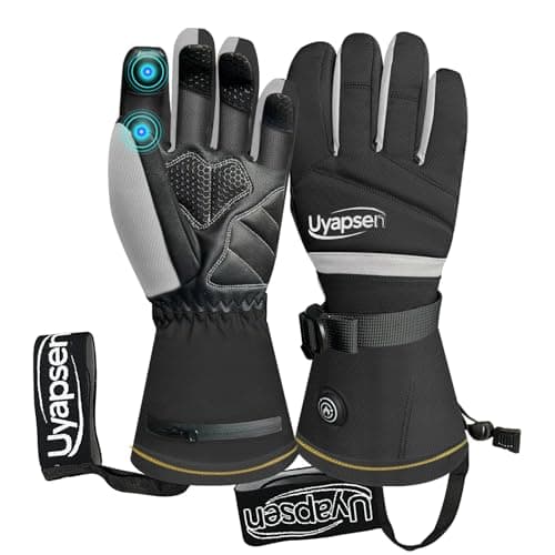 dnrnaw Heated Gloves for Men and Women, Rechargeable Electric Heating Goat Leather Gloves, Waterproof Skiing Snowboarding Motorcycle for Outdoor Winter Activities (Black, Large) - Image 1