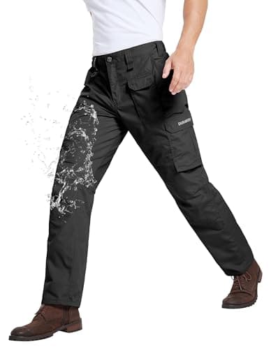 DURAWERK Men's Cargo Pants, Water Resistant Work Pants, Durable Ripstop Tactical Pants, EDC Hiking Pants, Multi Pockets Hunting Pants for Outdoor Climbing Traveling Camping Fishing (Black, 36WX30L) - Image 1