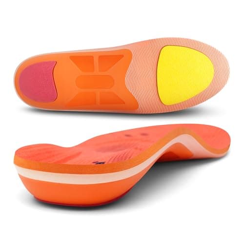 STSVZORR High Arch Support Insert Plantar Fasciitis Flat Foot Orthopedic Pain Relief Insole Men Women Standing All Day,Size US-9,length-28cm,Bright Orange - Image 1