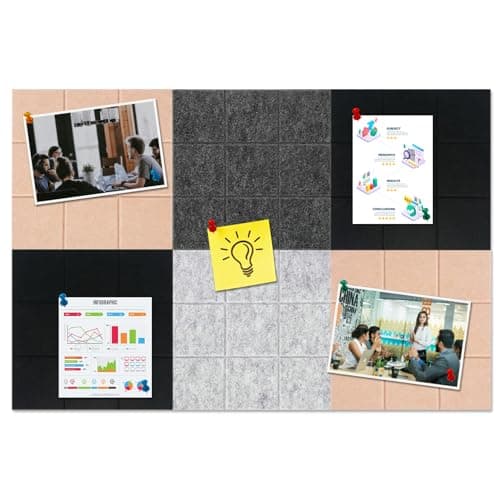 HULAVO Large Square Felt Cork Board Tiles, Self Adhesive DIY Felt Bulletin Board with 35 Pushpinsfor Office School Home Wall Decor Stickers Memos(Gradual Grey & Camel) - Image 1
