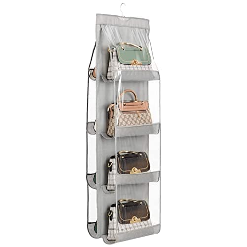 XK.Thrive Handbag Purse Organizer, 8 Pockets, Upgrade Dust Proof Purse Organizer Closet, Wardrobe Closet Organizer, Washable Handbag Organizer for Women Handbags Purse (Gray 8 Pockets) - Image 1