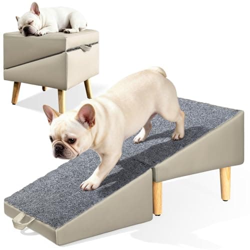 Foldable Lightweight Dog Ramp for Small Dogs - Built-in Pet Stairs for Elderly Small Dogs & Injured Puppies, 13.1'H Pet Ramp for Couch & Low Bed, Multi-Use as Footstool - Image 1