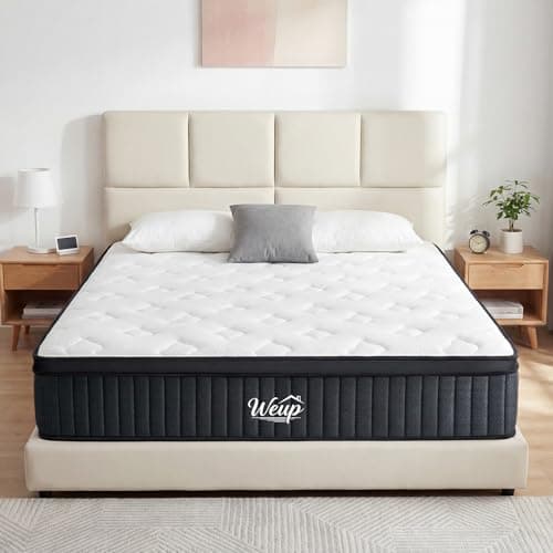 WEUP Queen Size Mattress, 10 Inch Hybrid Memory Foam Mattress in a Box, Individual Pocket Springs for Pressure Relief, Motion Isolation, Medium Firm Feel, CertiPUR-US Certified(White) - Image 1