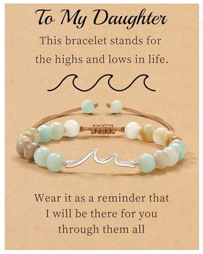 Sistble Mothers Day Gifts for Daughter, Daughter Bracelet Gifts from Mom Dad, Wave Bracelets for Teen Natural Stone Beaded Bracelet Summer Beach Inspirational Birthday Gift Jewelry - Image 1