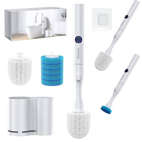 Electric Toilet Brush and Holder Set, Redagod Multi-function Toilet Bowl Cleaners with Solid Handle and Durable Bristles Easy Deep Cleaning for Bathroom,Rechargeable,5 Refills Disposable Cleaner Brush - Image 1