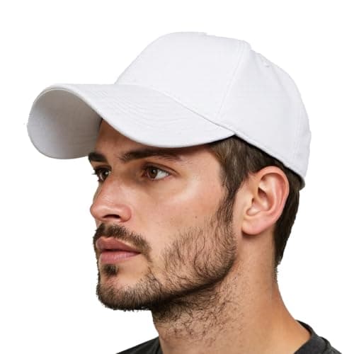 Oeyliz Baseball Cap Hat Men Women Baseball Cap Adjustable Plain Hat One Size All Seasons Running Fishing Workouts Outdoor Activities White - Image 1