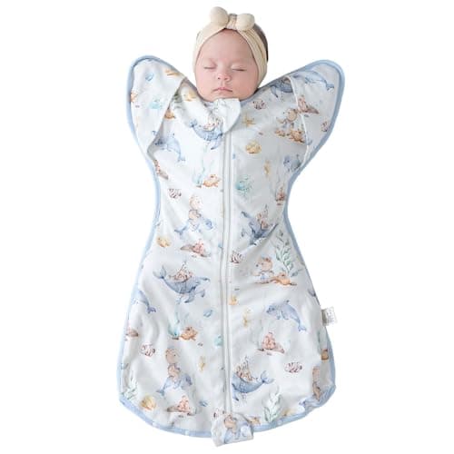 JOYNCLEON Baby Sleep Sack Swaddle for Newborns,0.5 TOG Self-Soothing Wearable Blanket to Improve Sleeping & Ease Startle Reflex,100% Cotton, Lightweight & Breathable,Baby Registry Essential - Image 1