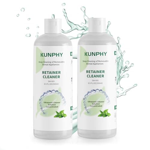 KUNPHY Ultrasonic Retainer Cleaner Solution Concentrate - 2 Pack Value Bundle, Professional Cleaning for Retainers, Dentures, Invisible Aligners, Mouth Guards, Removes Odors & Stains, 16 oz (Mint) - Image 1