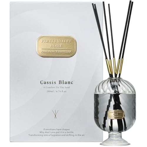 Reed Diffuser Set, Pretty Valley Home Diffuser 200Ml / 6.76 fl OZ Gift Box - Includes Reed Diffuser Sticks, Long Lasting Fragrance Oil and Glass Bottle for Office Living Room Decor (Cassis Blanc) - Image 1