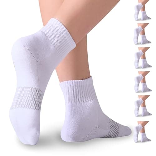 Mosithings Women's Mini Crew Socks Cotton Casual Calf Socks For Women Above Ankle Length 6 Pairs, White - Image 1