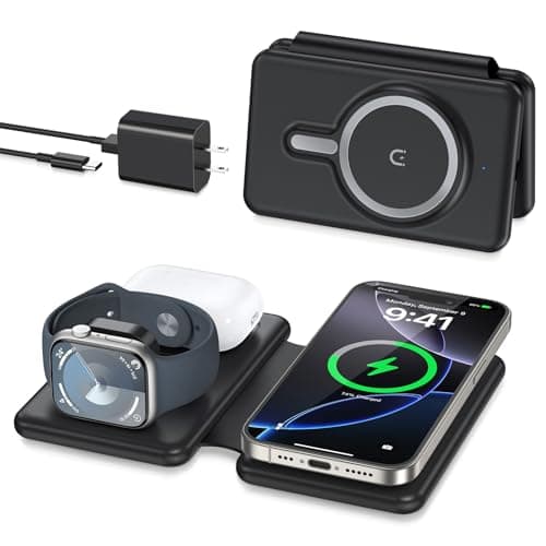 Wireless Charger iPhone - 3 in 1 Charging Station for Apple Devices for iPhone 17 16 15 14 13 12 Pro Max Plus - Foldable Magnetic Charging Pad for Apple Watch Series & Airpods Series - Image 1