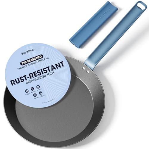 stackbear Carbon Steel Frying Pan 10 Inch, Nitrided Carbon Steel Skillet, Preseasoned Rust Resistant Cooking Pan, Induction & Oven Safe Professional Cookware - Image 1