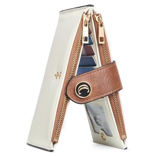 CLUCI Wallet for Women Leather Slim Womens Wallet RFID Blocking Bifold Credit Card Holder with Zipper Pocket - Image 1