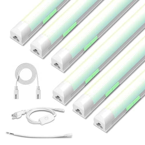 Zi-ZOHNSON 6 Pack Dimmable 4FT Led Shop Lights,30W T8 Integrated LED Tube Light,3000-6500K Tunable,4500LM W Frosted Cover,High Output,Linkable,Plug and Play Lights for Workshop,Garage,Basement,Barn