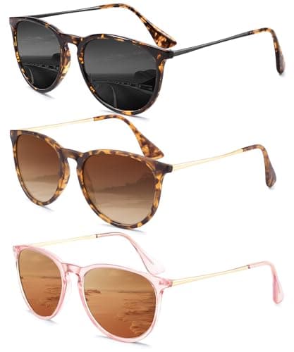 QALLY Sunglasses Womens Polarized Sunglasses-Women: Retro Round Sun Glasses with UV400 Protecion Trendy 3 Pack - Image 1